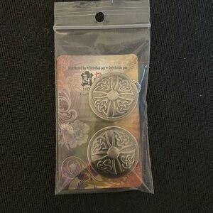 Celtic design pair of silver riverbank concho for crafting NIB